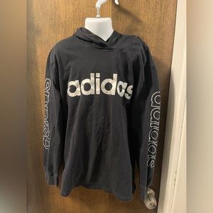 Adidas Black Hoodie boys M (10/12) with Adidas logo on chest/both arms